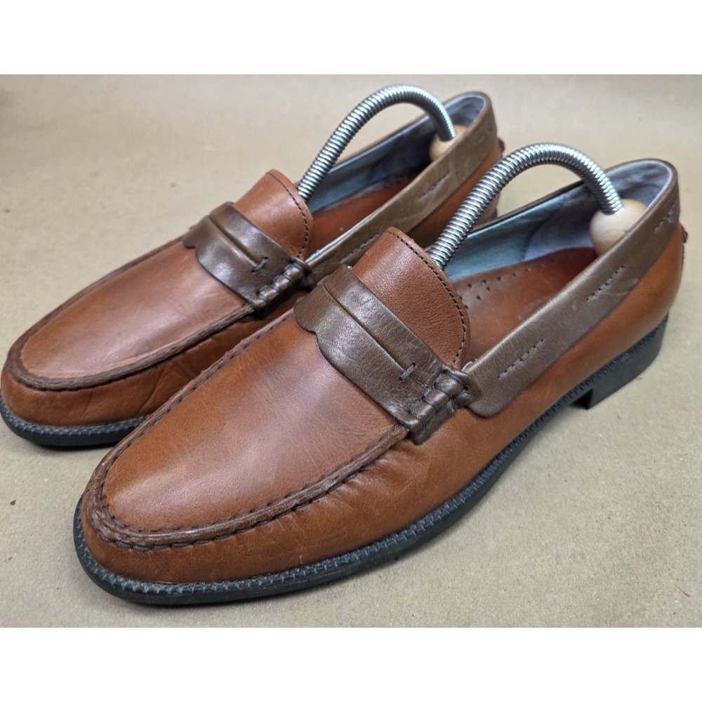 Sebago Sz 8 M)Penny Loafers Womens Brown Two Tone Leather Slip On Shoes